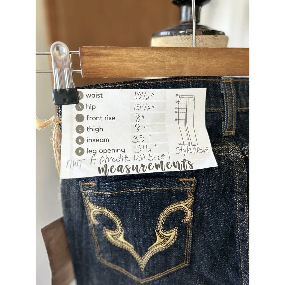Rhinestone Embellished Jeans Dark Wash Denim Skinny Leg Jeans‎ Size 26